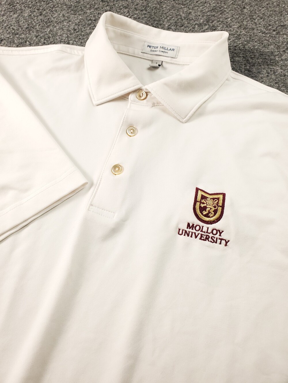 Peter Millar Summer Comfort Molloy University Golf Polo Shirt Mens Large White